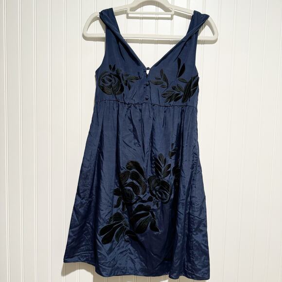 Dorothy Lee Dresses & Skirts - Dorothy Lee Navy Blue Embroidered Dress Size 2